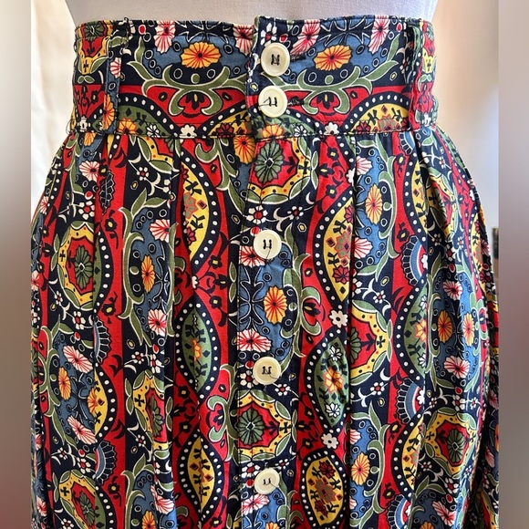 Vintage Esprit Button-Front Mosiac Skirt – Bold Floral Print – 1980s/90s - Picture 9 of 12